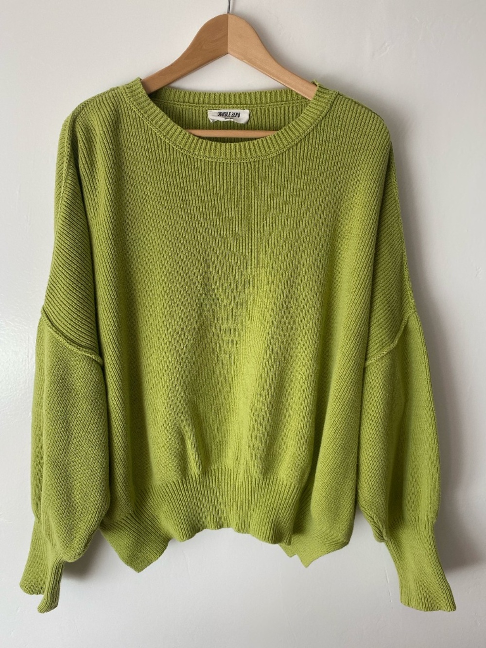 Double Zero Chartreuse Green Knit Sweater Sz Large Women's Oversized Colorful